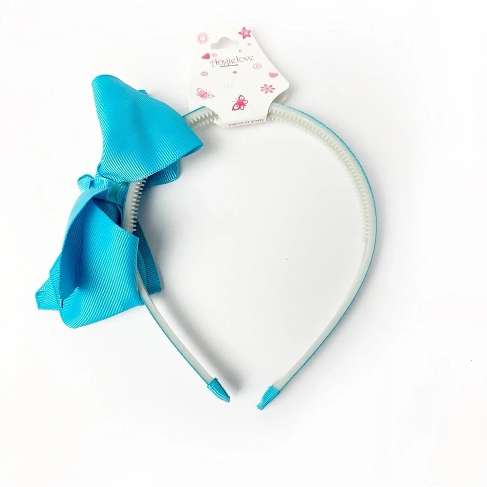 Girls Hair Bow Headband Trio - Blue, Pink, White NWT